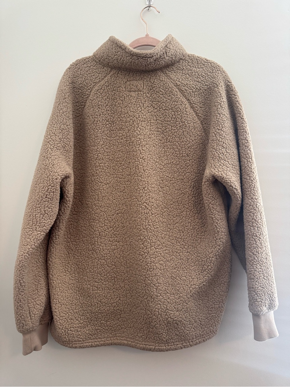 Men’s Goodfellow Cozy Teddy Sherpa Quarter-Zip Pullover - Taupe - Picture 3 of 8